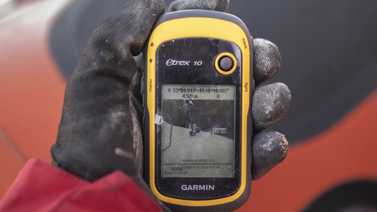 A Garmin GPS unit displays the course sailed by rescued migrants as they departed Libya, off the coast of Libya, on Wednesday, Jan. 3, 2024. Diplomats from across the EU expect a migration pact to win final approval before European Parliament elections this year, hoping to blunt the message of populists seeking to exploit the issue for political gains. Photographer: Brais Lorenzo/Bloomberg via Getty Images