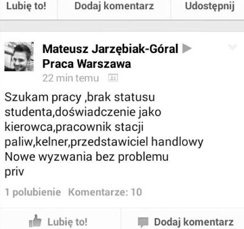 Ogłoszenie o pracę Górala z Top Model