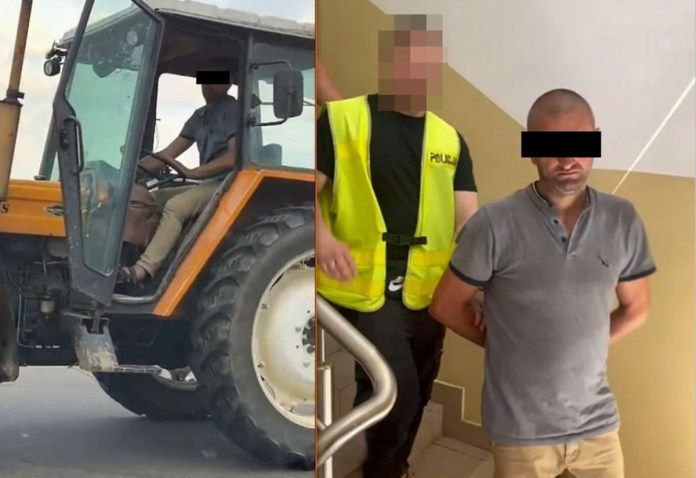Sadurki: Ukradł ciągnik, zatrąbił przed komisariatem i… wpadł. Szalony rajd 38-latka z Bełżyc