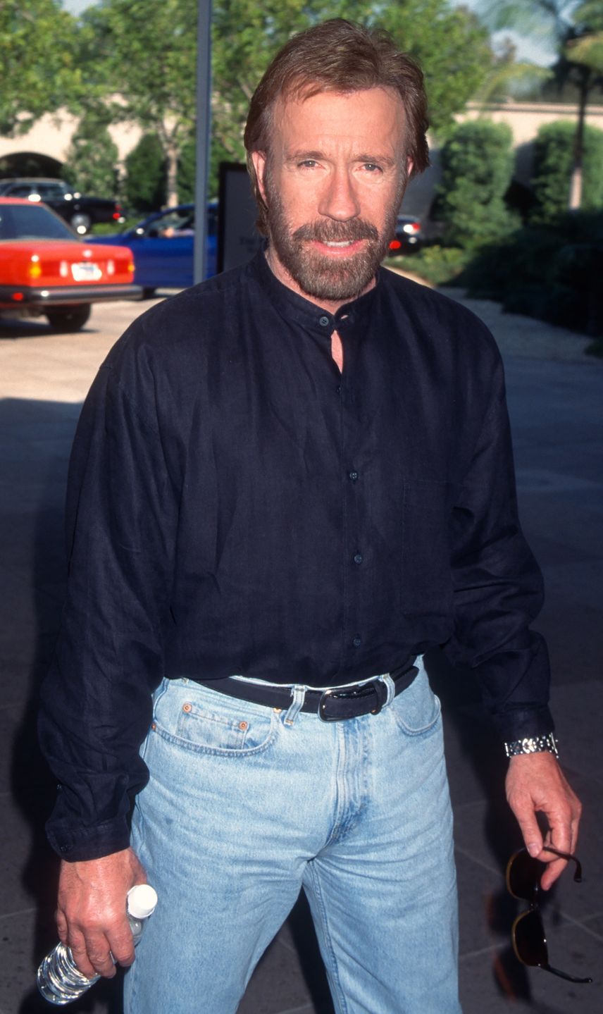 American actor Chuck Norris attends a CBS TV winter press tour at the Ritz Carlton Hotel, Pasadena, California, January 13, 1996. (Photo by Jim Smeal/Ron Galella Collection via Getty Images)