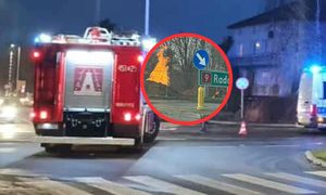 Słup ognia przy drodze. Akcja straży, pracownik poparzony