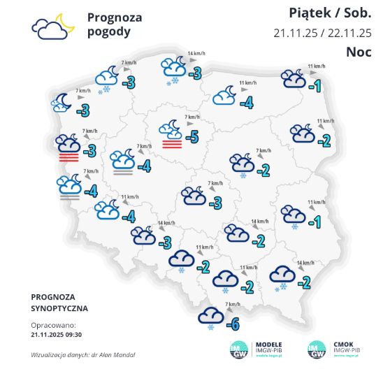 Prognoza pogody na noc 21/22.11