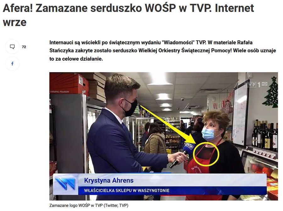 W przeszłości TVP zamazało serduszko WOŚP-u