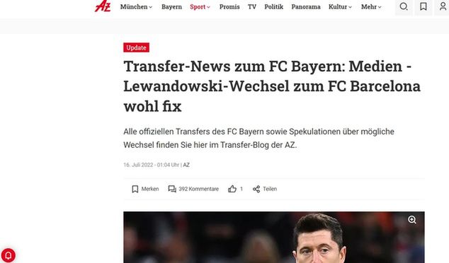 Na zdjęciu: Artykuł abendzeitung-muenchen.de