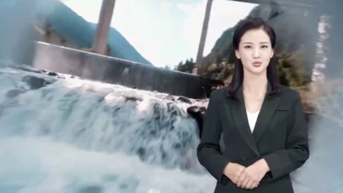 Wirtualna prezenterka Ren Xiaorong podczas programu.