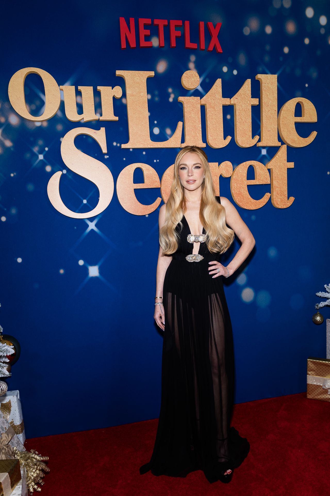 NEW YORK, NEW YORK - NOVEMBER 18: Lindsay Lohan attends Netflix's "Our Little Secret" New York screening at The Paris Theatre on November 18, 2024 in New York City. (Photo by TheStewartofNY/Getty Images)