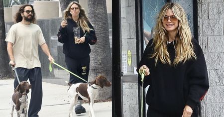 Naturalna Heidi Klum przemierza ulice Los Angeles w towarzystwie Toma Kaulitza i psów (ZDJĘCIA)