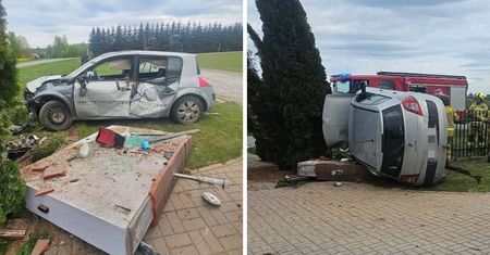 Pojazd zatrzymał się na ogrodzeniu! 29-latek miał sądowy zakaz prowadzenia pojazdów!