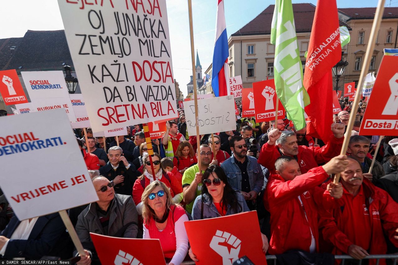 Antyrządowy protest w Zagrzebiu