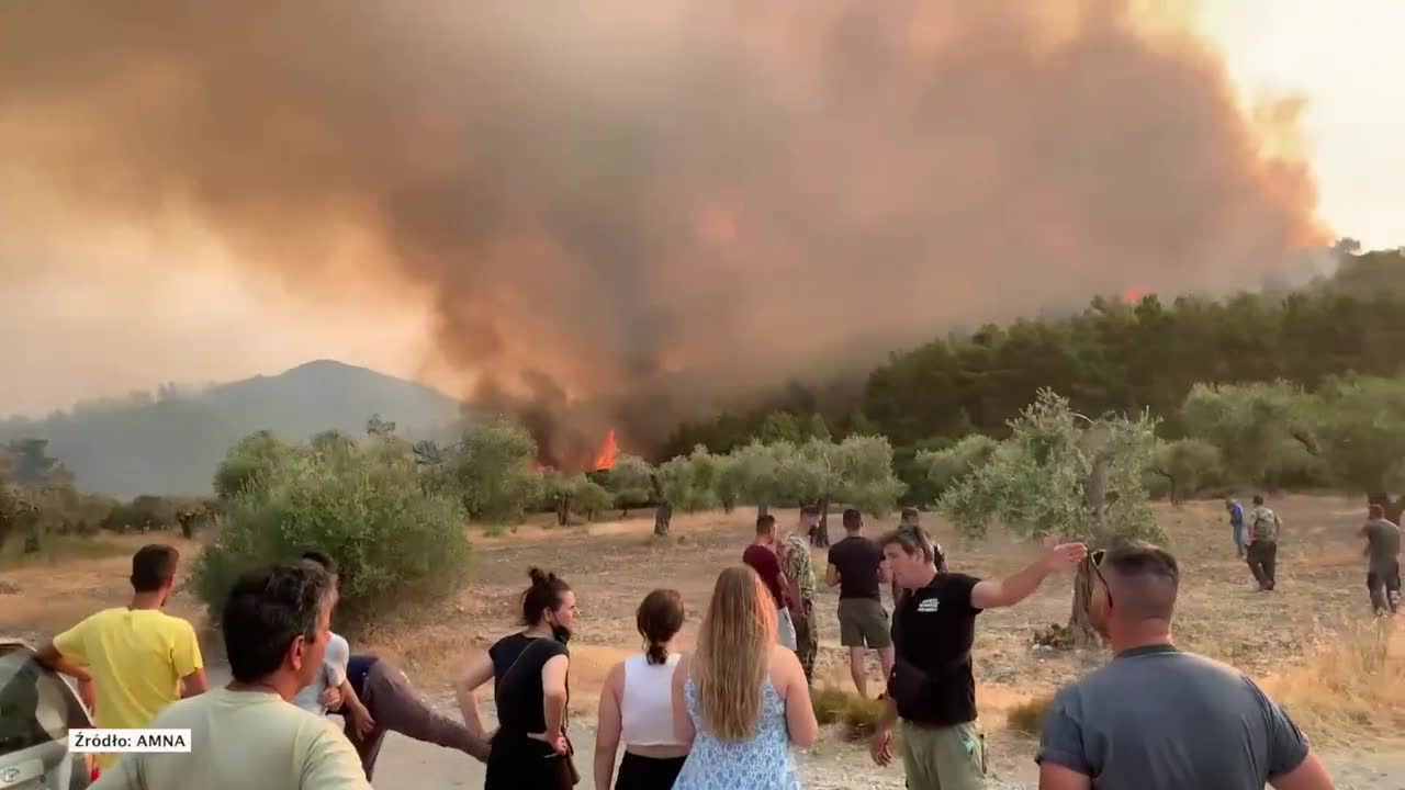 Pożar na greckiej wyspie Rodos. Walkę z ogniem utrudniał porywisty wiatr