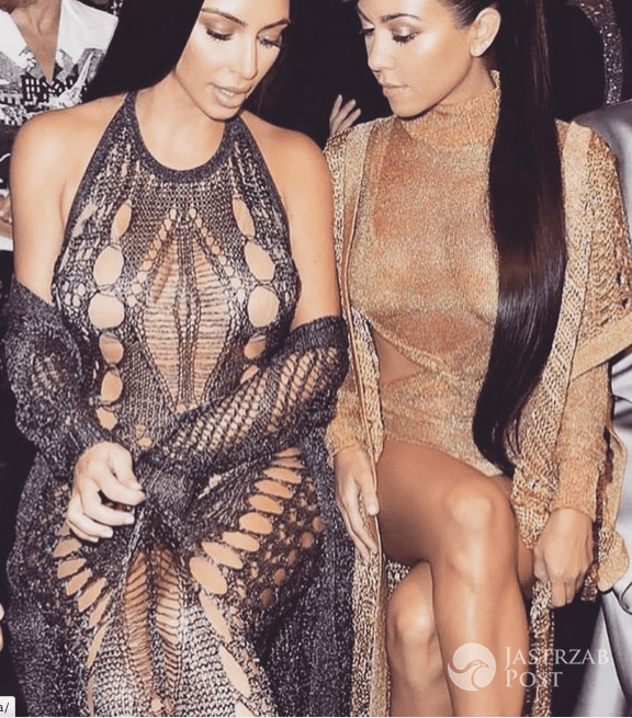 Kim Kardashian i Kourtney Kardashian podczas Paryskiego Tygodnia Mody 2016