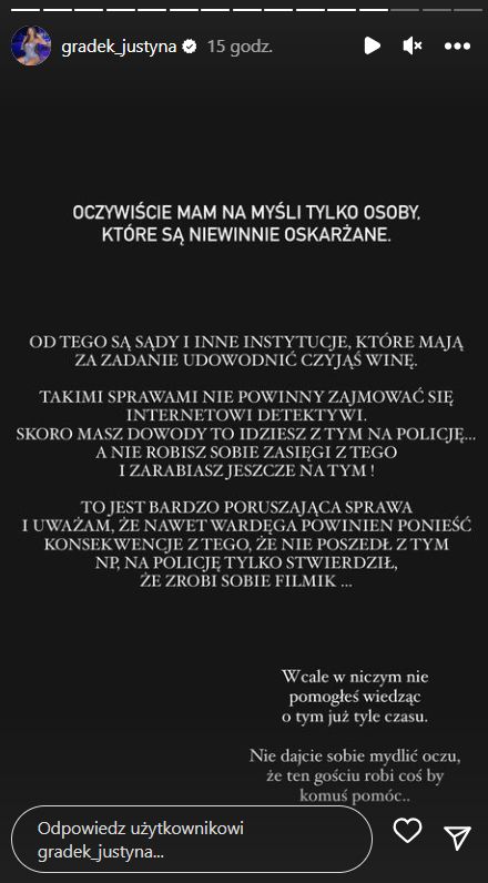 Justyna Gradek atakuje Sylwestra Wardęgę po aferze Pandora Gate (fot. Instagram)