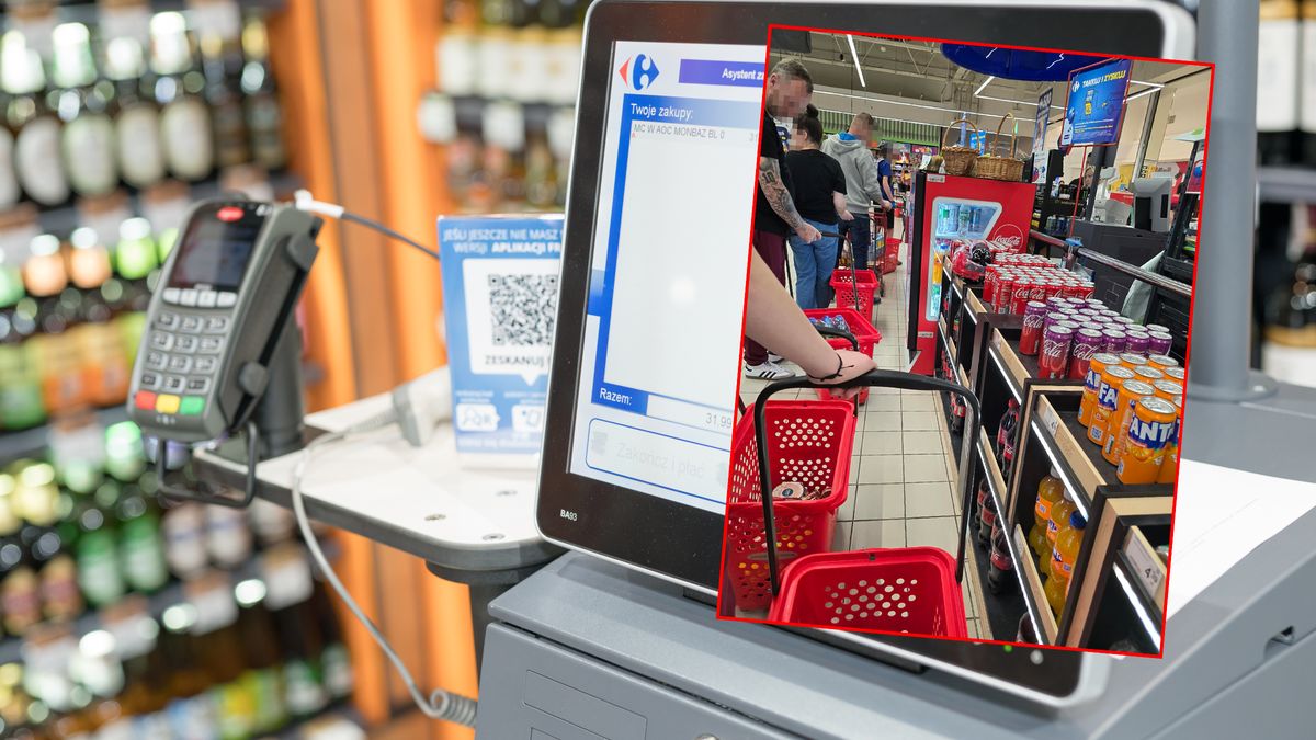 Taki widok przy kasach samoobsługowych