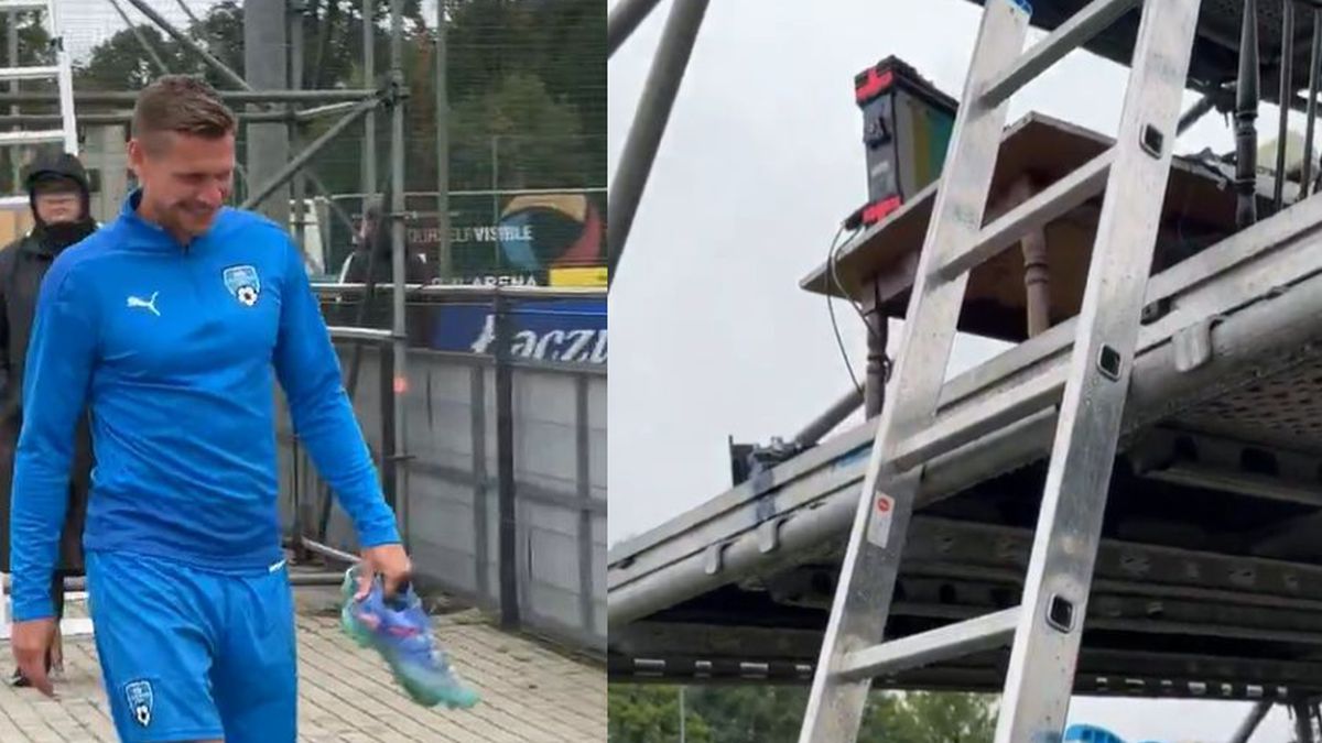 Twitter / TVP Sport / Stanowisko do pracy dziennikarzy TVP Sport i Łukasz Piszczek