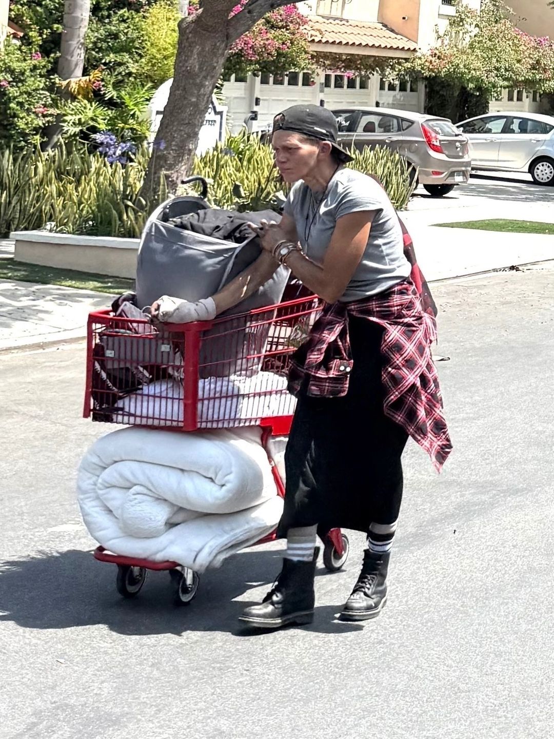 Loni Willison pcha wózek z dobytkiem