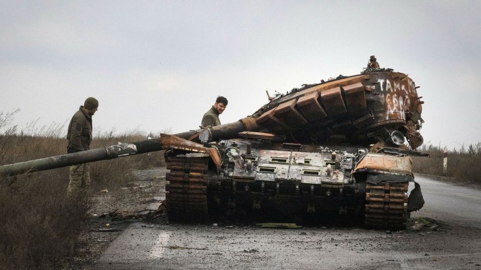 Temporary
Ukrainian soldiers inspect a damaged Russian tank on a road near the recently retaken village of Kamianka, Kharkiv region, Ukraine, Sunday, Oct. 30, 2022.(AP Photo/Efrem Lukatsky)
Efrem Lukatsky