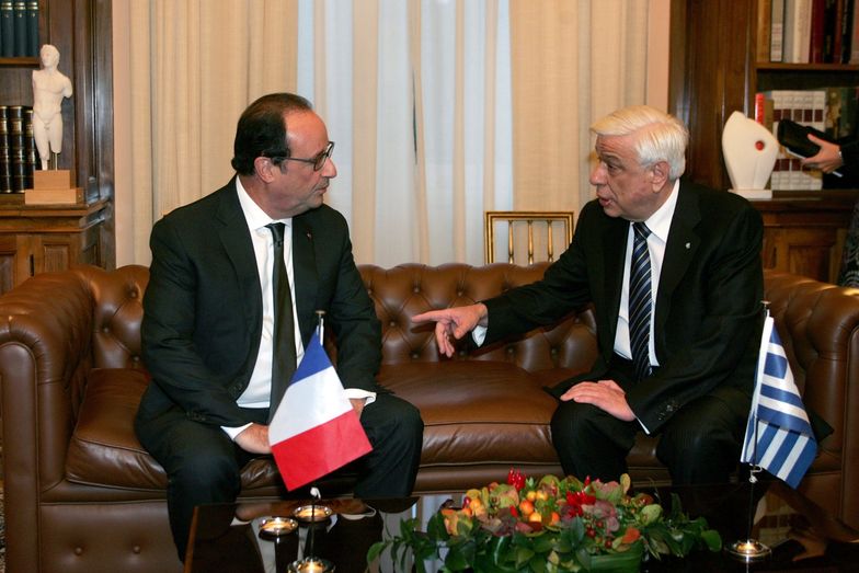 Francois Hollande, prezydent Francji i Prokopis Pawlopoulos, prezydent Grecji
