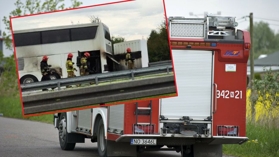 Pożar autobusu na A1