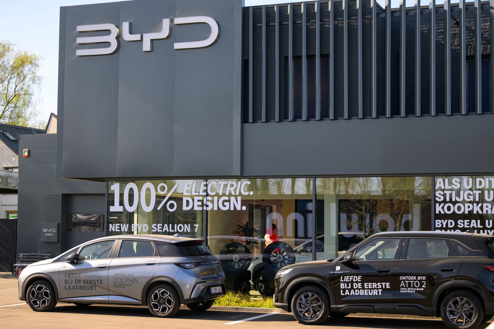 BYD builds its first European passenger car factory in Szeged, Hungary, which underlines its commitment to the European market. This factory produces vehicles for the European market. Taken in Ghent, Belgium, on April 6, 2025. (Photo by Jonathan Raa/NurPhoto via Getty Images)