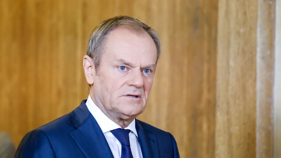 Polish Prime Minister Donald Tusk aawaits the Prime Minister of Canada, Justin Trudeau as they meet for bilateral talks in the PM&quot;s Cancellary on Ujazdowska Street in Warsaw, the capital of Poland on February 26, 2024. The meeting concentrated on the security and military arms of NATO members in the face of Russian aggression in Ukraine. (Photo by Dominika Zarzycka/NurPhoto via Getty Images)