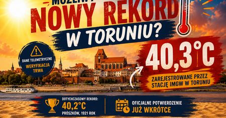 Rekord padł w Toruniu? Termometry IMGW pokazały ponad 40 stopni