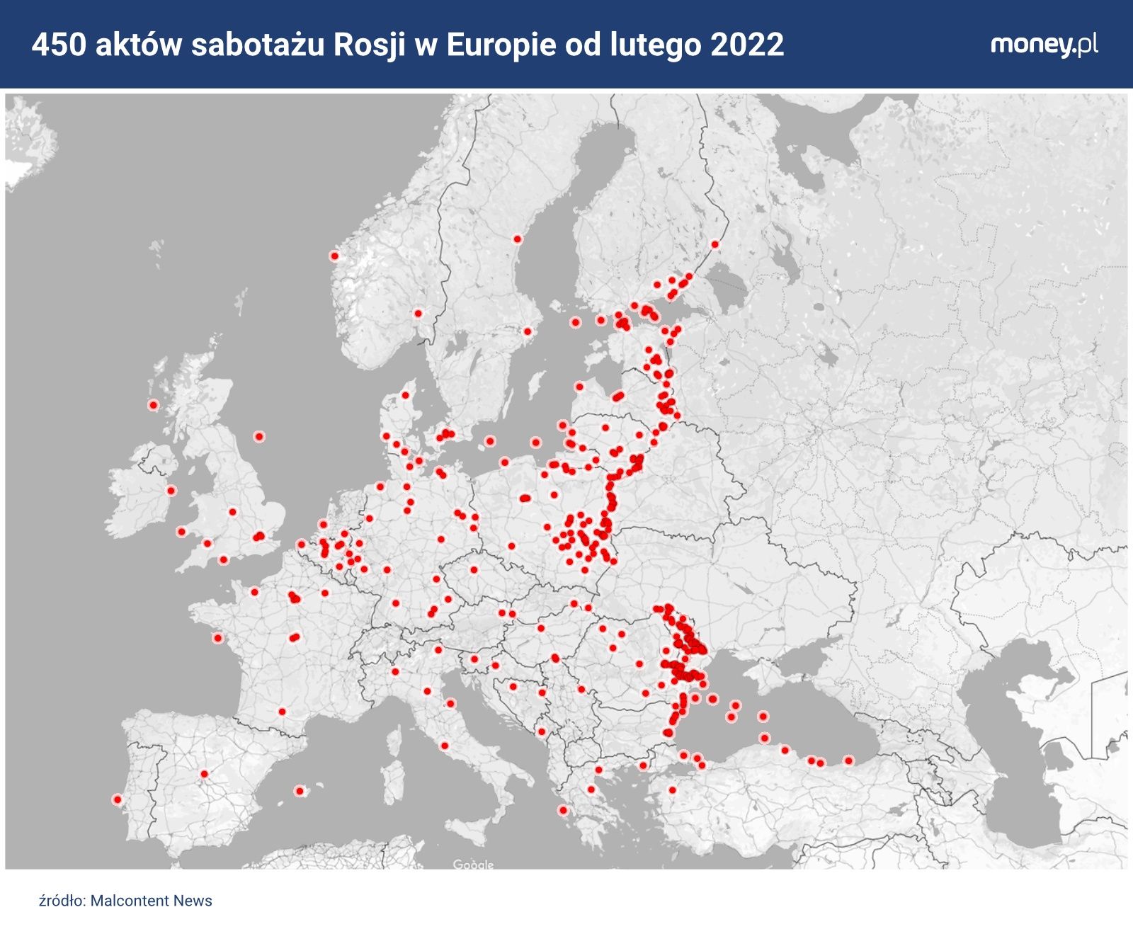 450 aktów sabotażu w Europie od lutego 2022