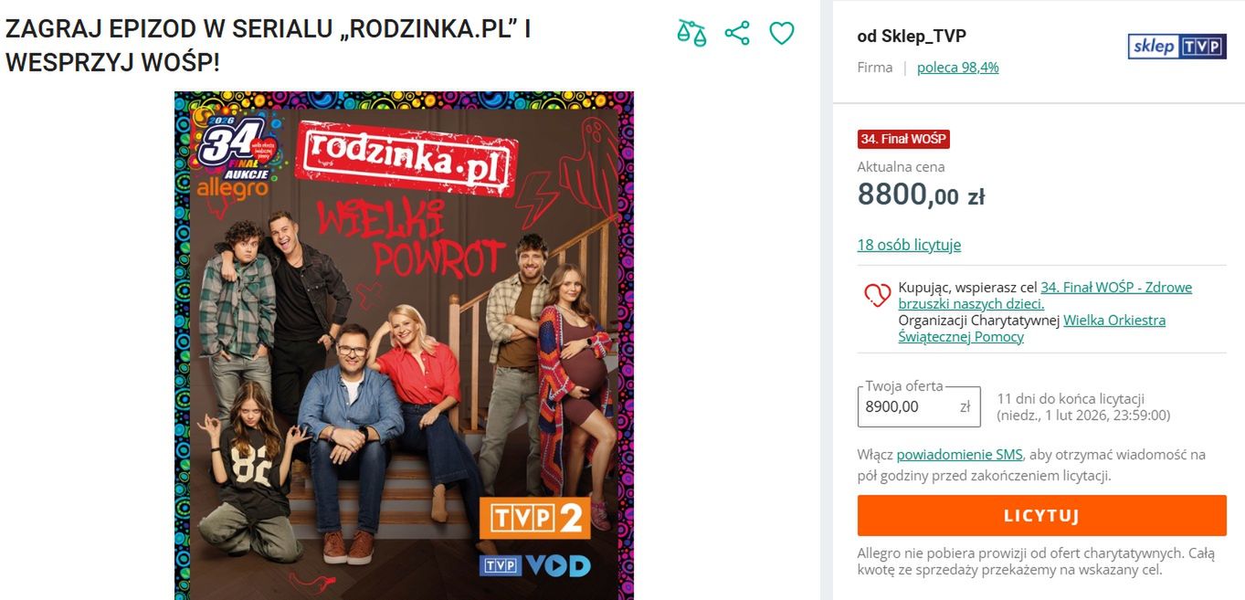 Oferta twórców "Rodzinki.pl" na WOŚP 2026