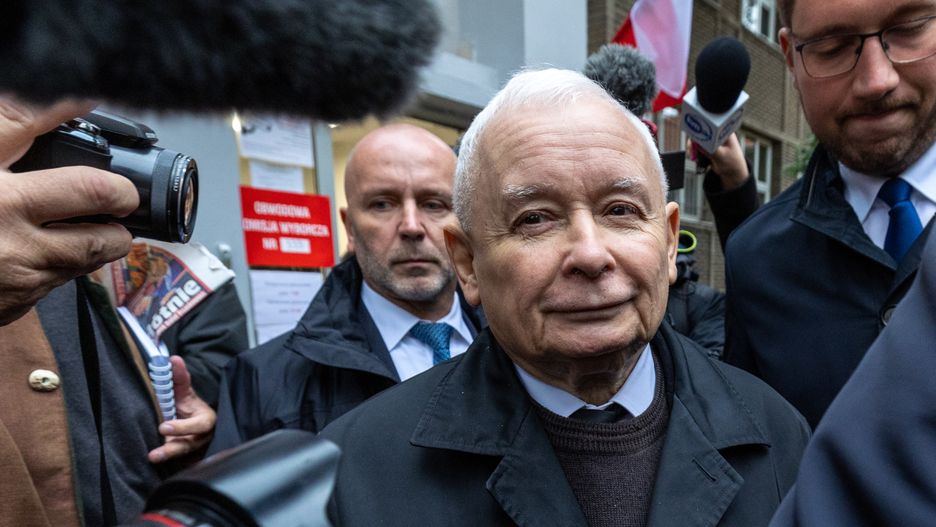 Leader Law and Justice party Jaroslaw Kaczynski after voting in Poland's parliamentary elections in Warsaw, Poland on October  15, 2023.

 (Photo by Andrzej Iwanczuk/NurPhoto via Getty Images)
