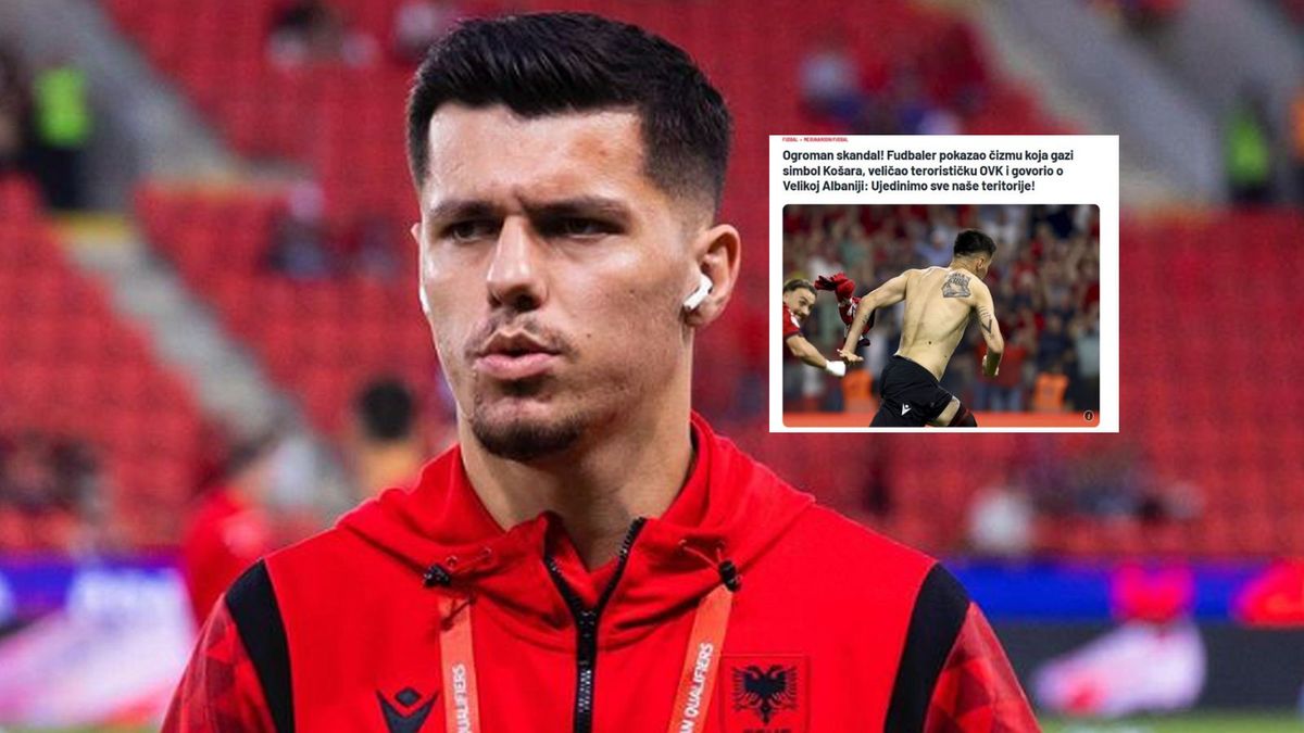 Zdjęcie okładkowe artykułu: Instagram / www.instagram.com/mirlind19daku/ sportal.blic.rs / Na zdjęciu: Mirlind Daku, scena radości z meczu Albania - Polska w el. Euro 2024