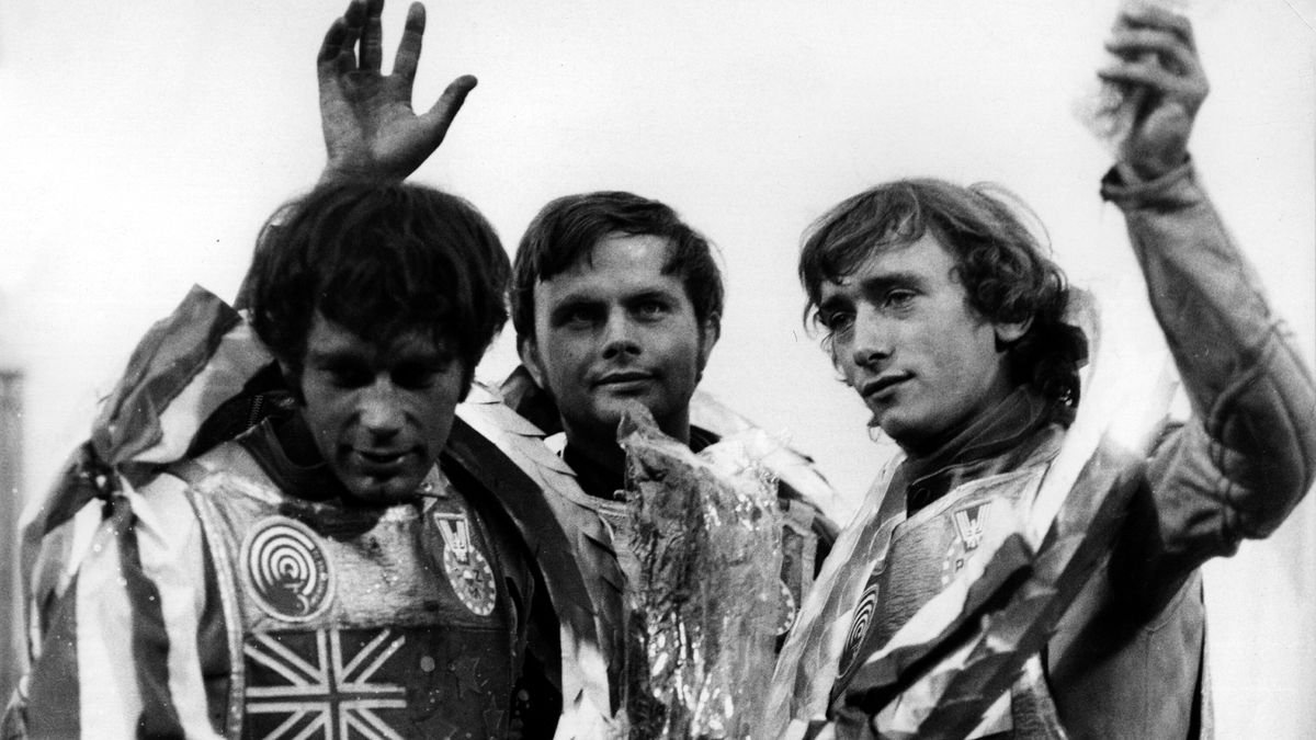 Ivan Mauger, Jerzy Szczakiel, Zenon Plech - podium IMŚ 1973 z Chorzowa