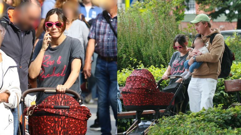 Olga Bołądź z rodziną w Sopocie