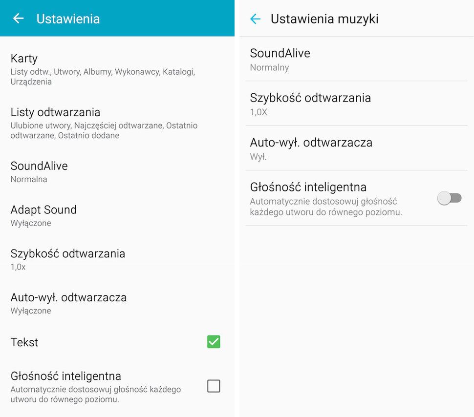 Galaxy Note 4 i Galaxy S6 - ustawienia odtwarzacza muzyki