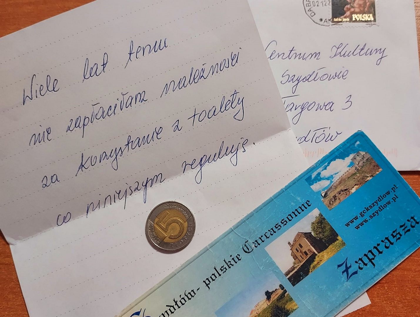Nietypowy list polskiej turystki. Do koperty włożyła 5 złotych