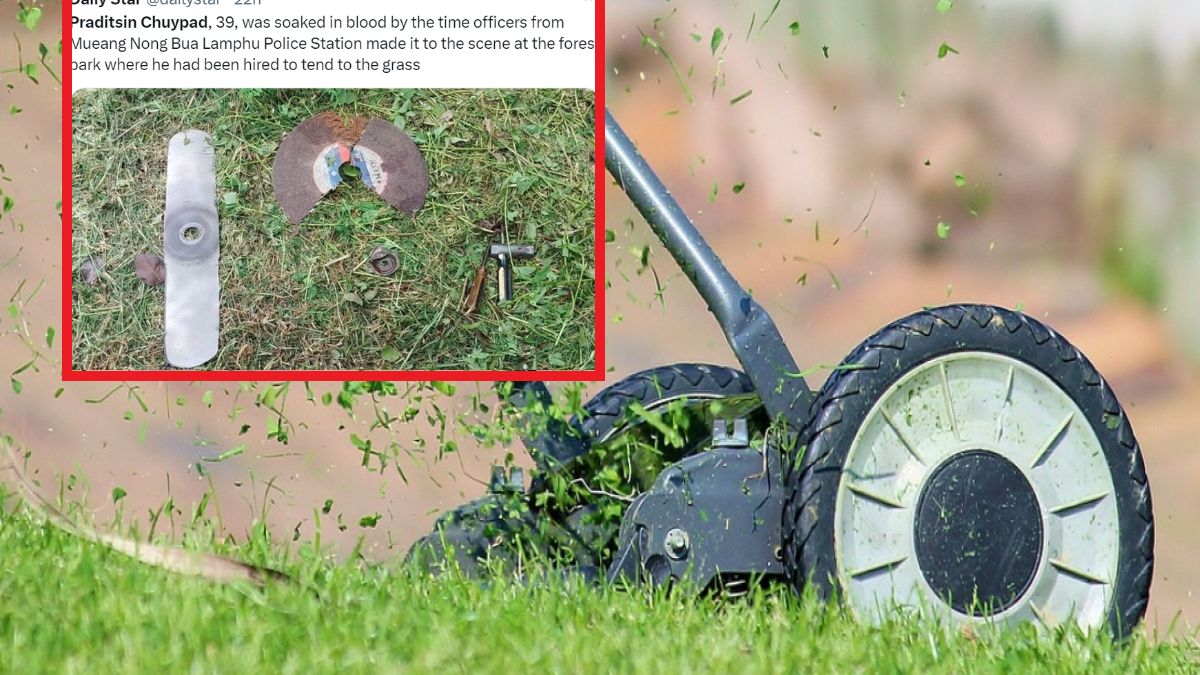 Koszmarny wypadek podczas koszenia trawy w Tajlandi