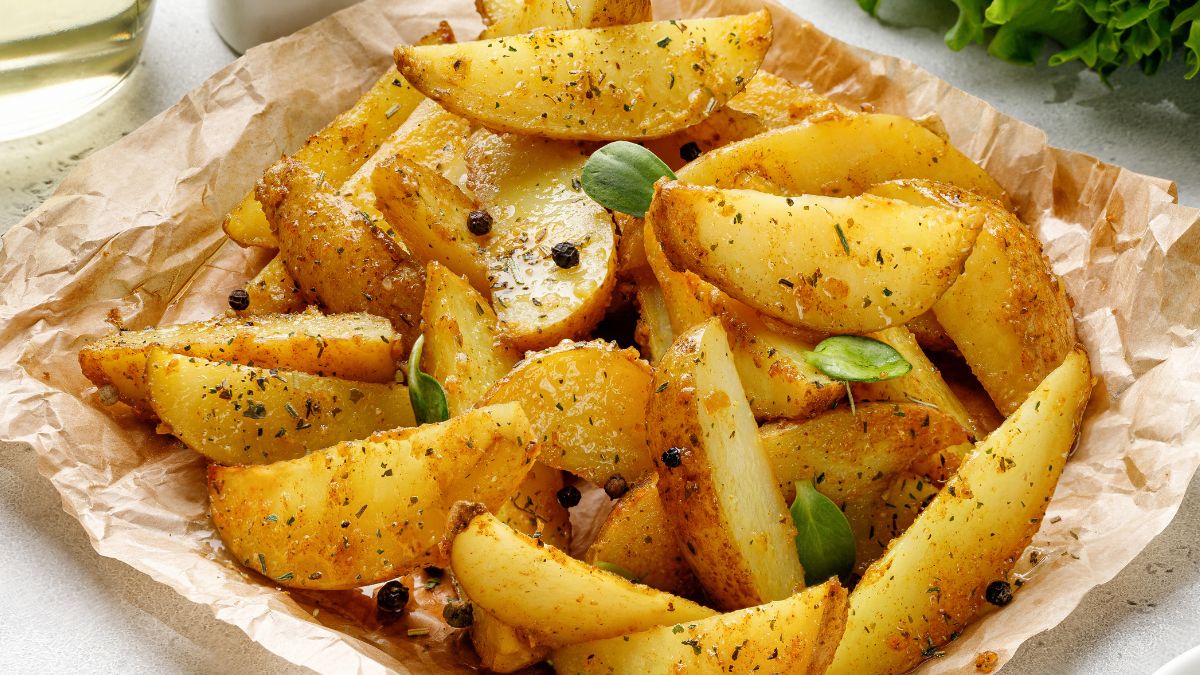 Te pieczone ziemniaki mają chrupiącą skórkę