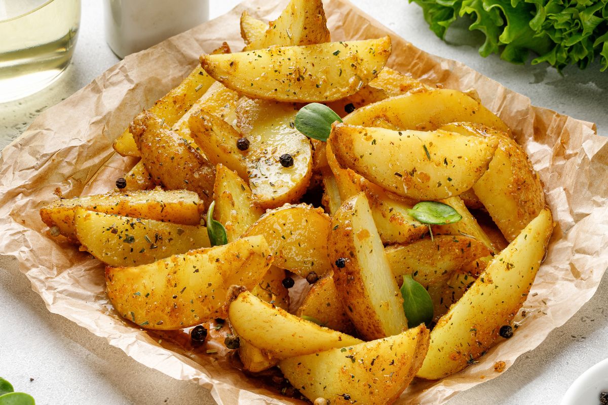 Te pieczone ziemniaki mają chrupiącą skórkę