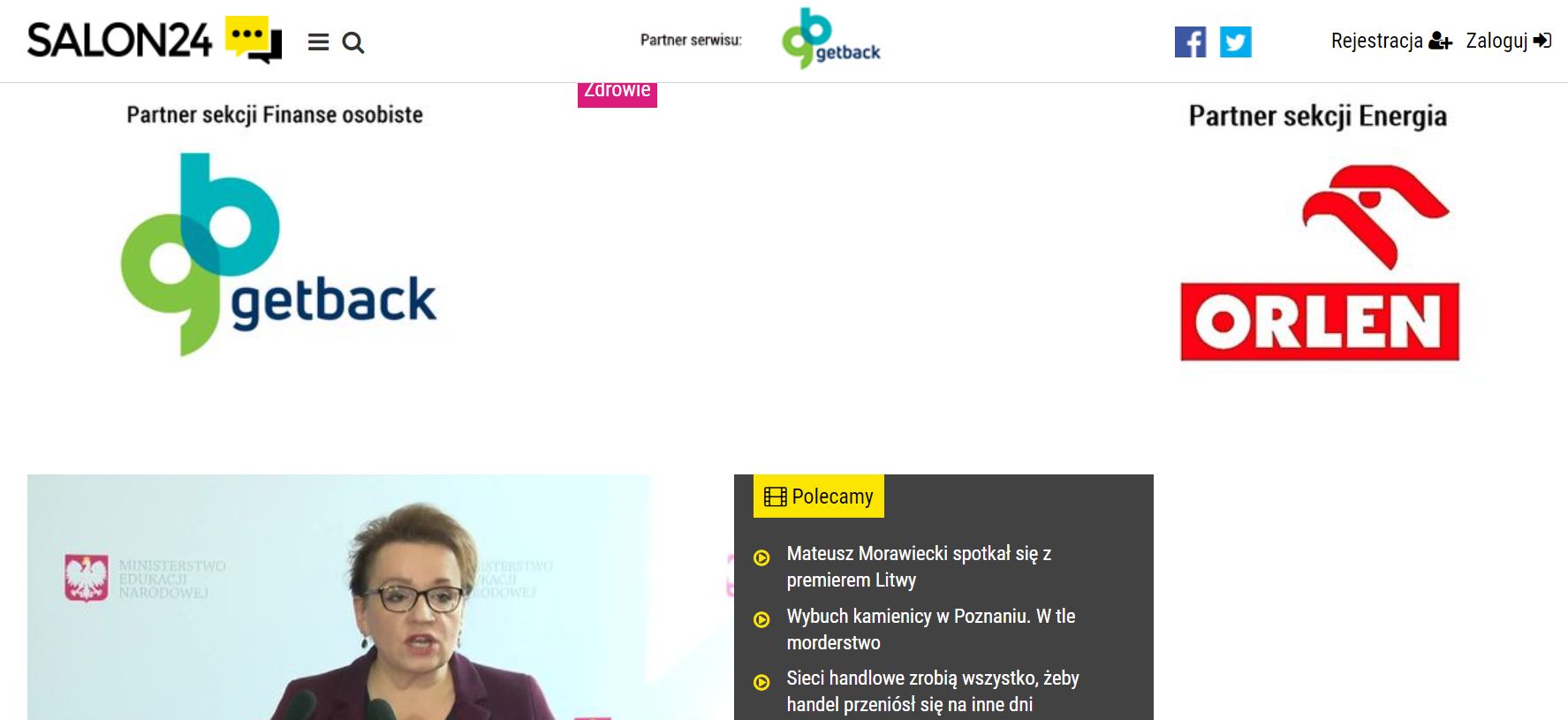 W archiwum zapisała się wersja strony Salon24.pl z reklamami Getback.