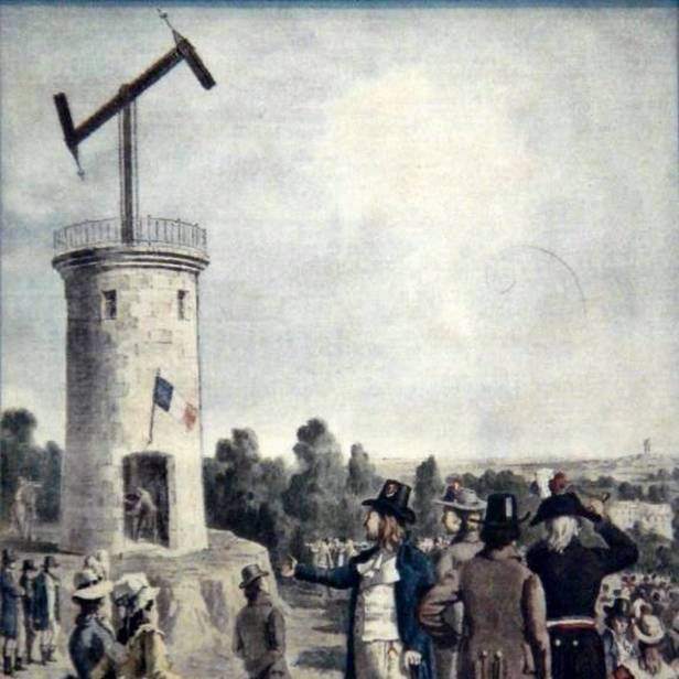 Obraz z wieżą telegrafu optycznego (Fot. Anoptimiststourofthefuture.com)
