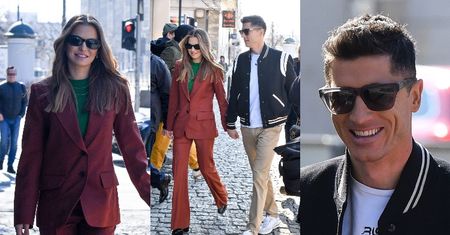 Uśmiechnięci Anna i Robert Lewandowscy pozują przed studiem "Dzień Dobry TVN" (ZDJĘCIA)