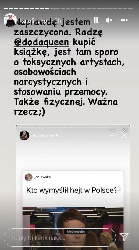 Relacja Karoliny Korwin Piotrowskiej (Instagram)