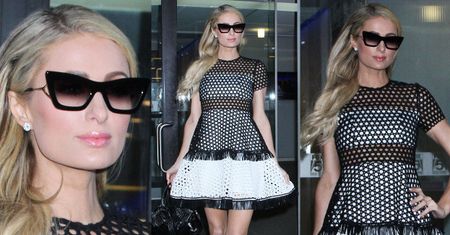 Niestrudzona Paris Hilton wdzięczy się w rozkloszowanej sukience z siatki