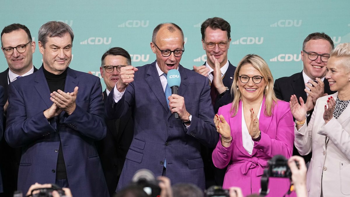 Temporary
Friedrich Merz, the candidate of the mainstream conservative Christian Democratic Union party, addresses supporters at the party headquarters in Berlin, Germany, Sunday, Feb. 23, 2025, after the German national election. (AP Photo/Martin Meissner)
Martin Meissner