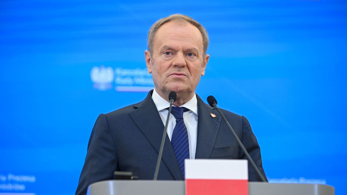 Warszawa, 28.01.2025. Premier Donald Tusk podczas wspólnej konferencji prasowej z premierem Kanady Justinem Trudeauem w KPRM w Warszawie, 28 bm. (ad) PAP/Marcin Obara