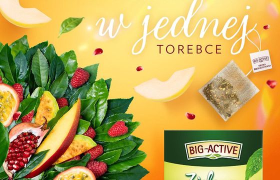 Herbapol kampanią pod hasłem "Najwięcej przyjemności w jednej torebce" reklamuje zielone herbaty Big Active