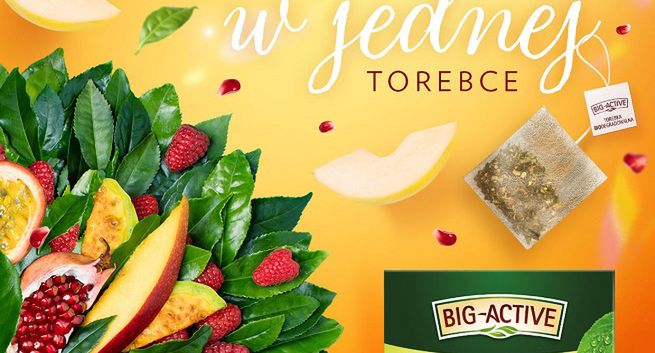 Herbapol kampanią pod hasłem "Najwięcej przyjemności w jednej torebce" reklamuje zielone herbaty Big Active