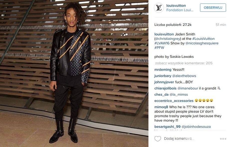 Jaden Smith, pokaz Louis Vuitton jesień-zima 2016/2017 (fot. Instagram)