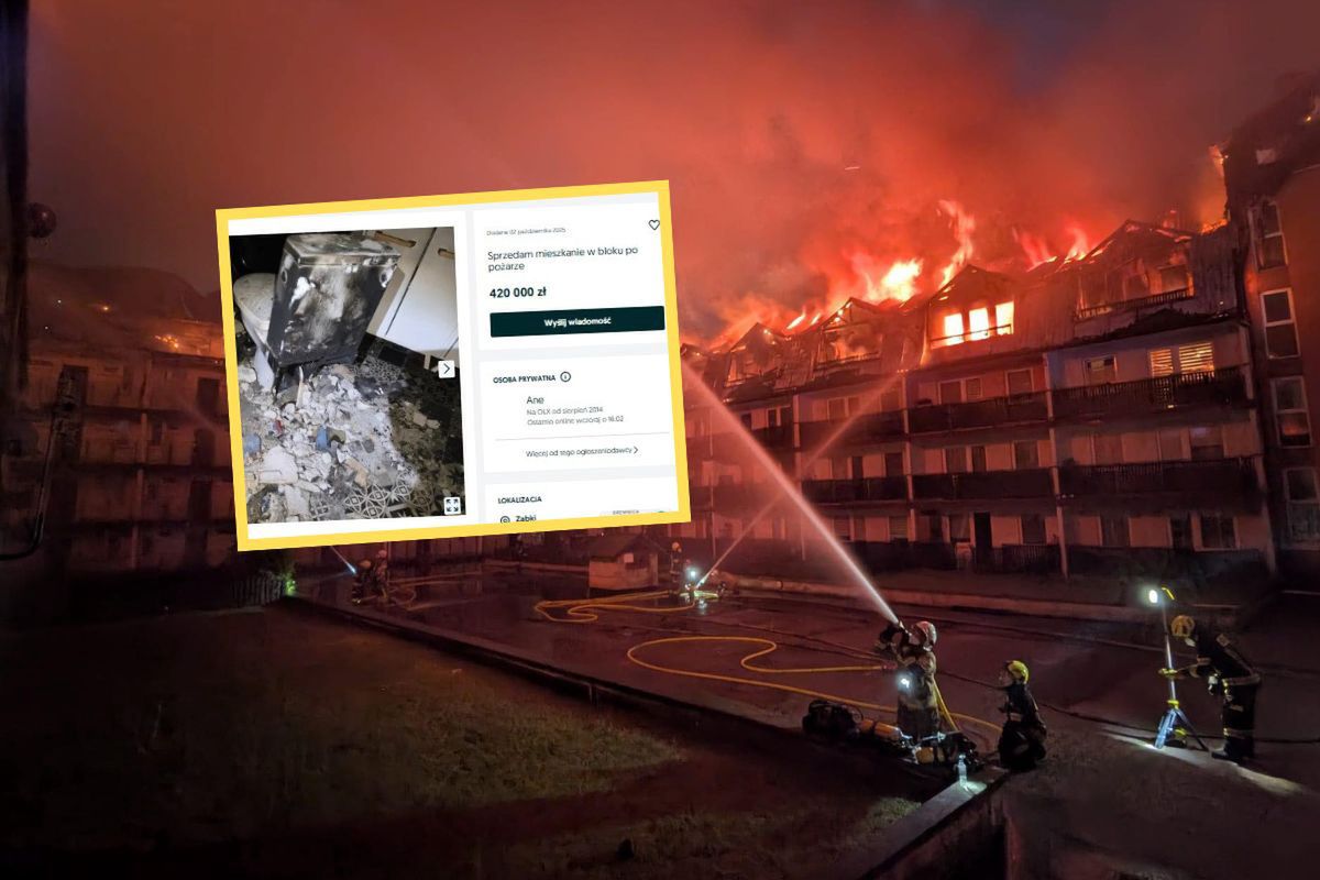 "Za gotówkę". Mieszkanie po pożarze w Ząbkach na sprzedaż. Cena zaskakuje