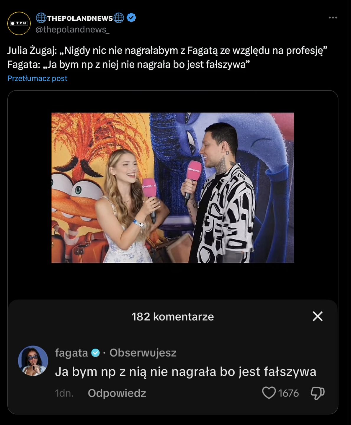Fagata w mocnych słowach o Julce Żugaj: "Jest fałszywa"