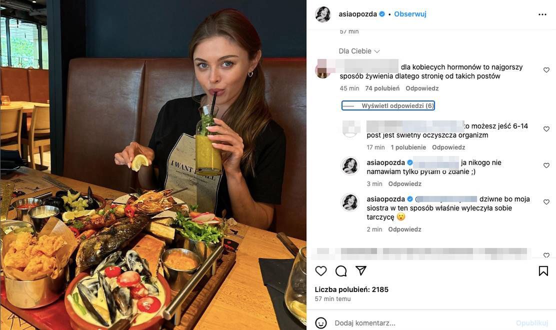 Joanna Opozda prawi o diecie