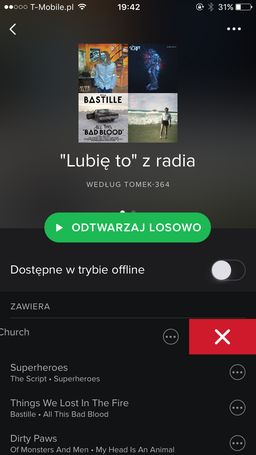 Przesuń w lewo w Spotify